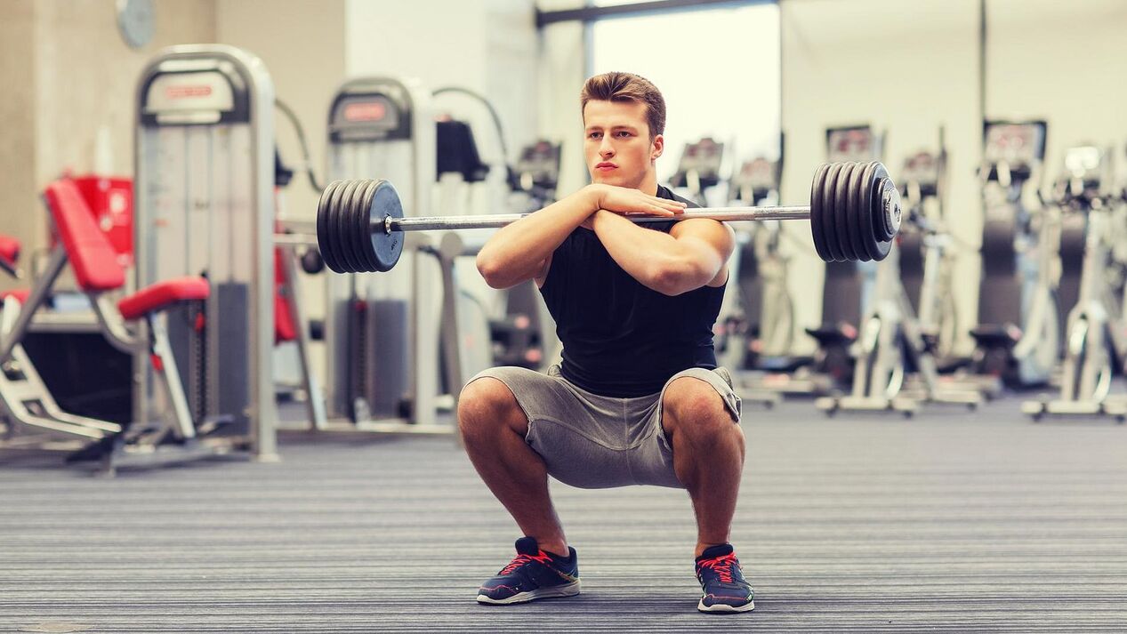 squats down to increase power after